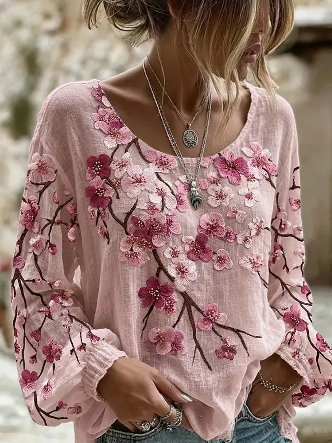 Women'S Floral Art Print  Top