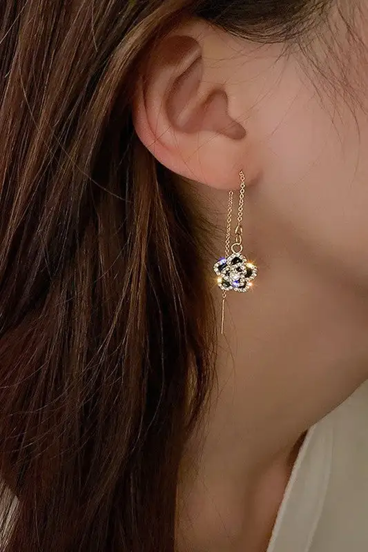 Camella Flower Threader Earrings