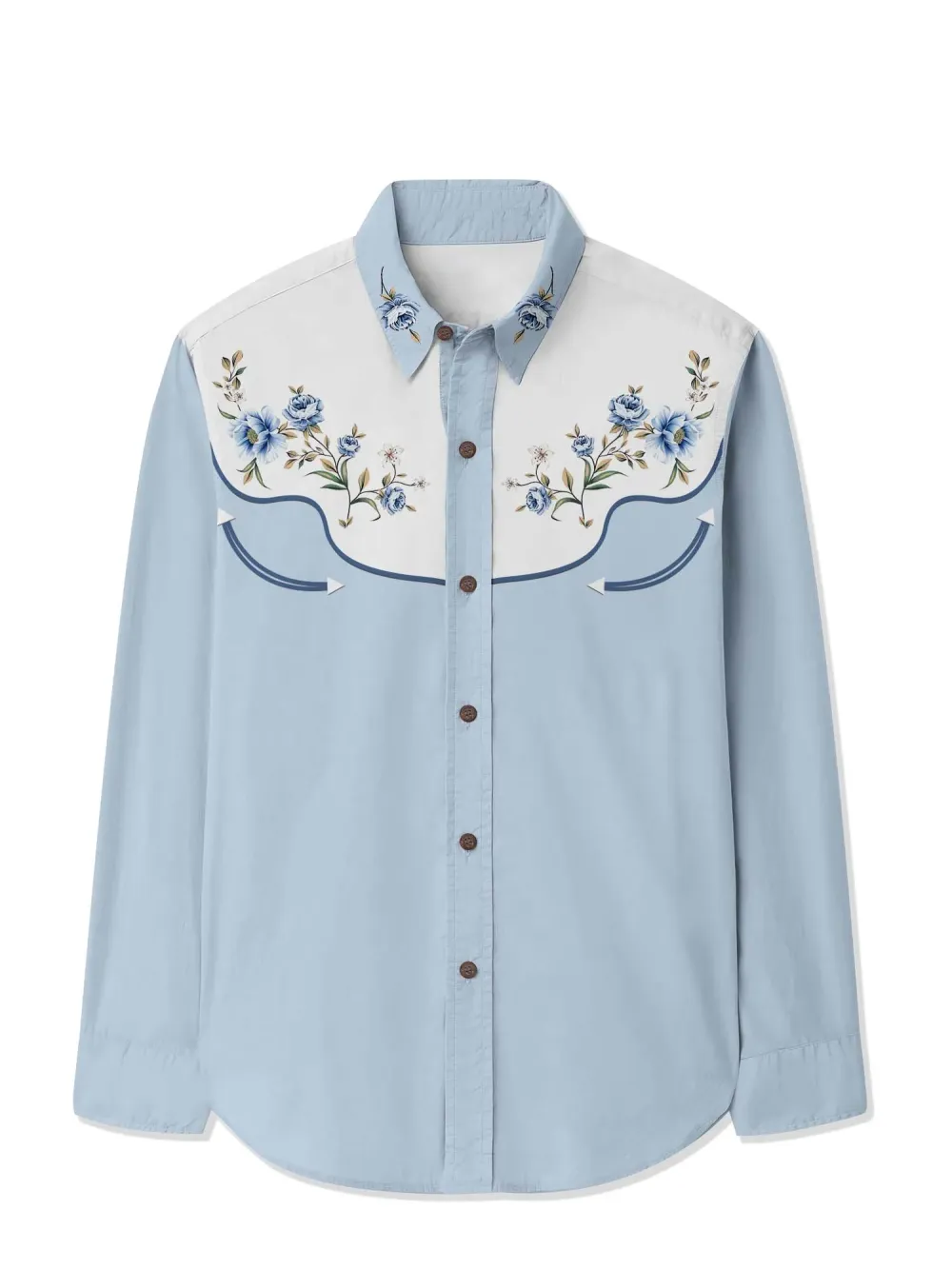Western Flower Cowboy - 100% Cotton Long Sleeves Shirt