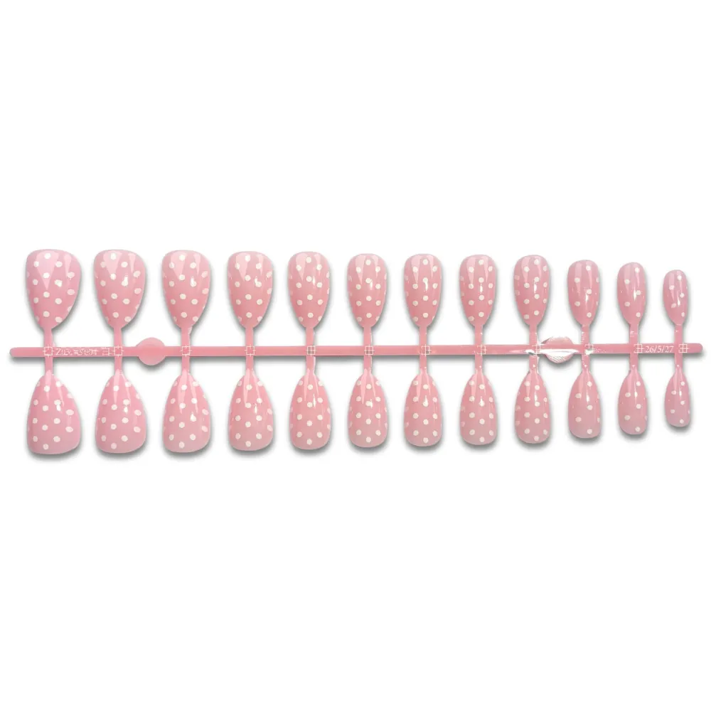 Nailhour 24Pcs Autumn Pink French Short Almond Press On Nails