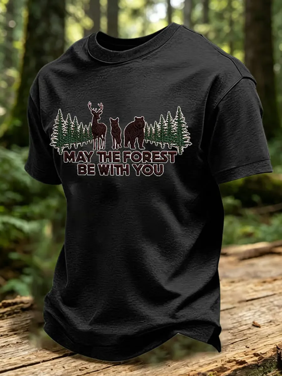 Men's May The Forest Be With You Printed Casual T-Shirt