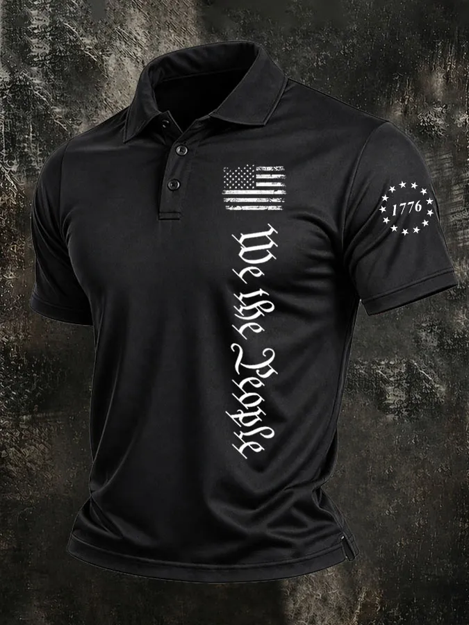 Men'S Independence Day Printed Casual Polo Shirt