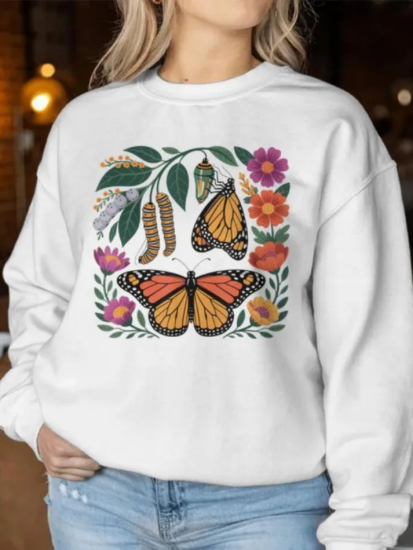 Butterfly Printed Sweatshirt