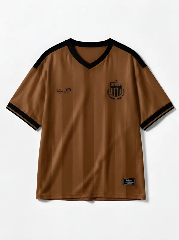 Men's Club Athletic Soccer Striped Printed Jersey Shirt