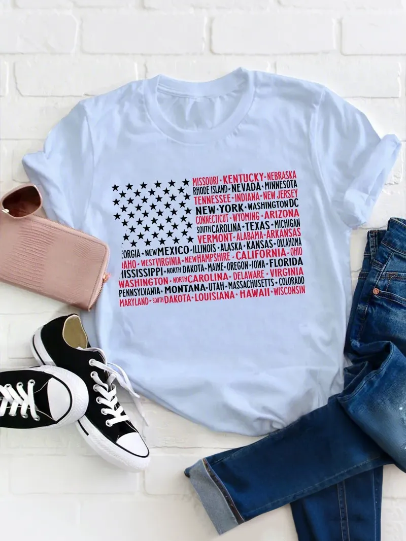 Vintage American Flag 4Th Of July Teacher T-Shirt