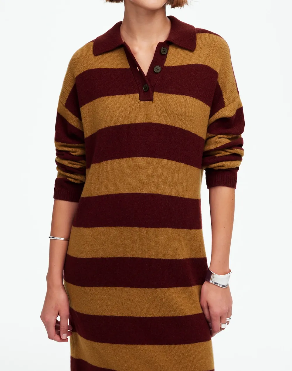 Striped Relaxed Sweater Midi Dresses
