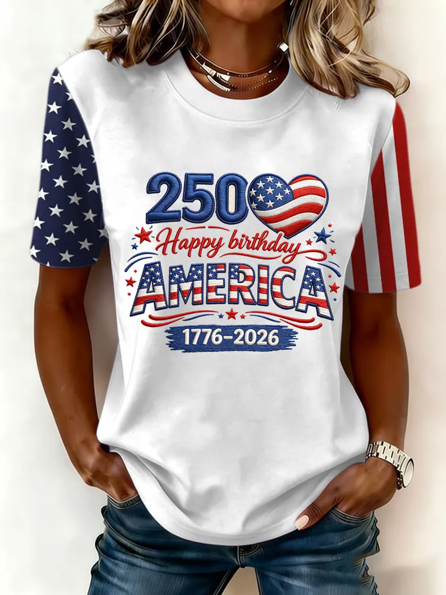 Women's casual 250th anniversary printed art T-shirt