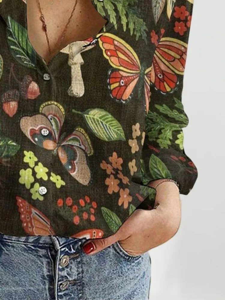 Butterfly & Leaf Pattern Shirt