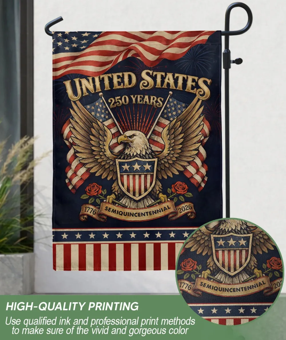 USA 250Th Anniversary 1776–2026 House Flag – Patriotic Eagle & Roses