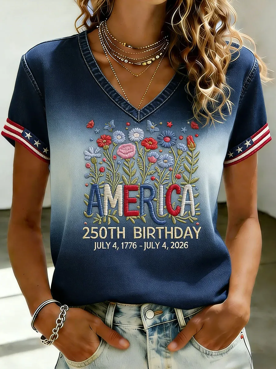 Women's 250th Anniversary Printed Short-Sleeved T-Shirt