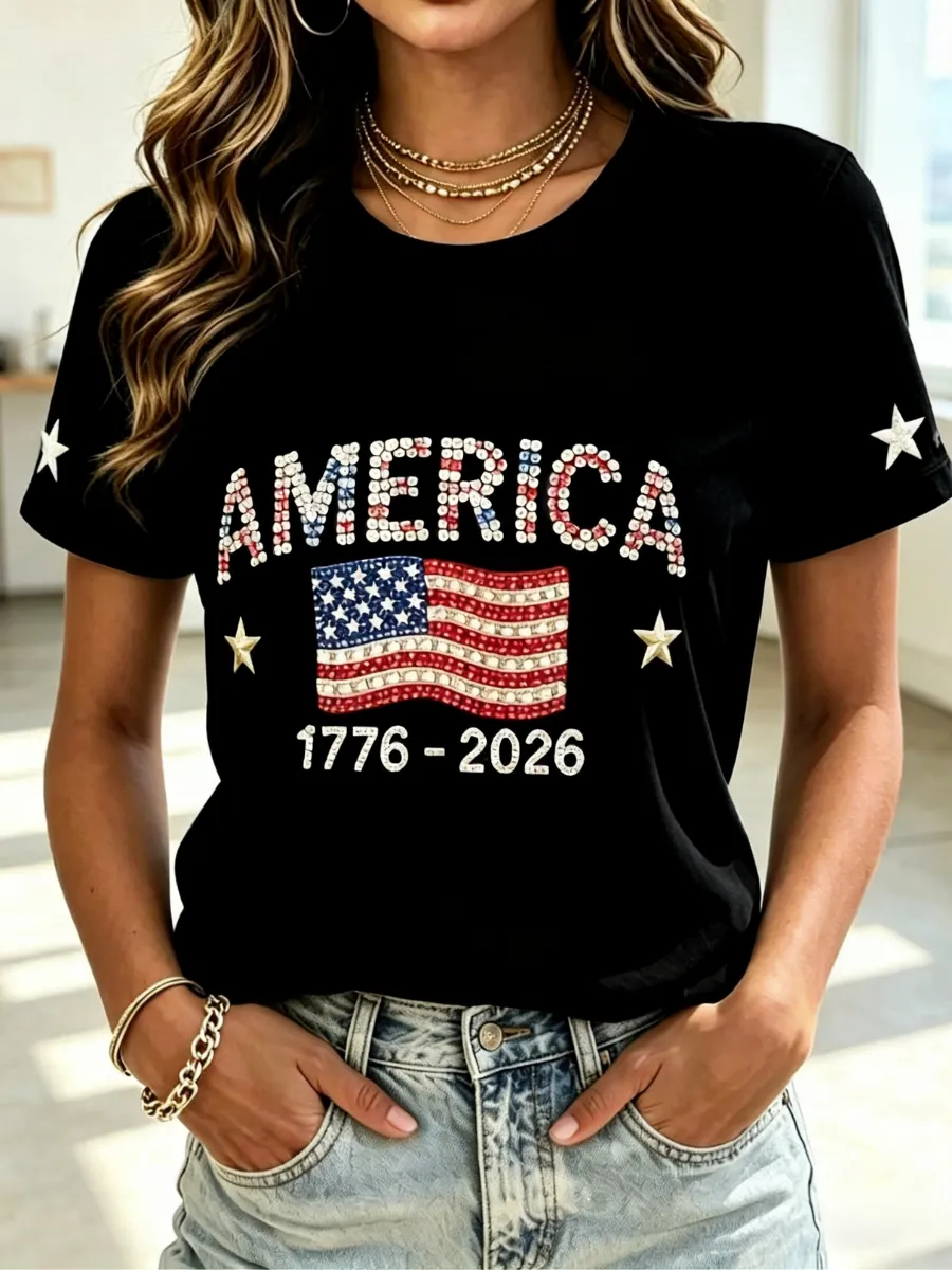 Women's Casual 250th Anniversary Independence Day Printed T-shirt