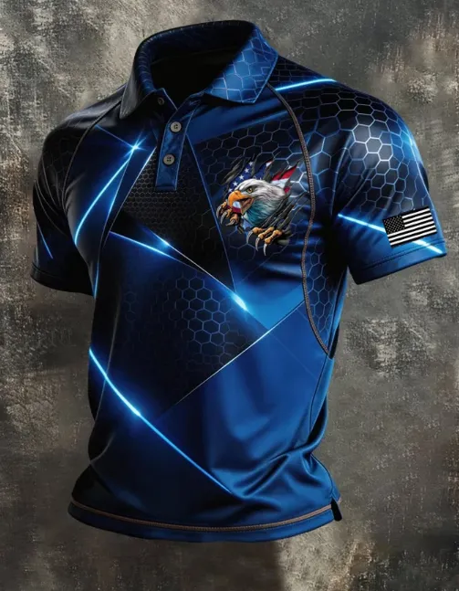 USA 250th Anniversary Glitter Print Men's Polo Shirt