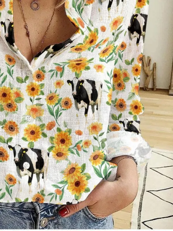 Sunflower & Cow Print Shirt