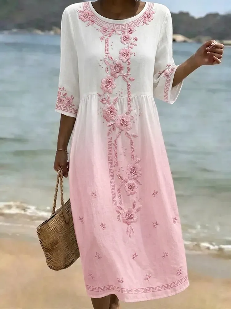Women's Casual Cotton Linen Dress