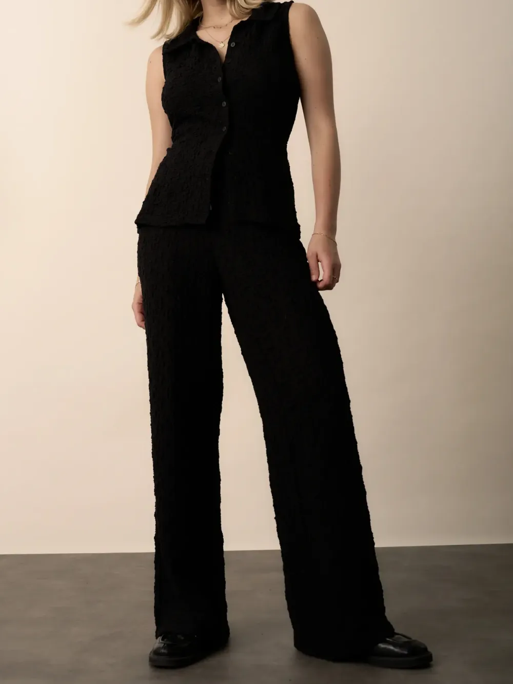 High Waist Textured Pants