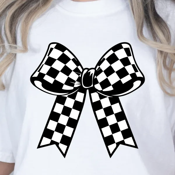 Everyday Checkered Bow Graphic Tee
