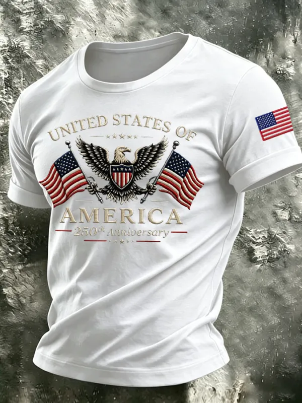 Men's The United States of America Printed Casual T-shirt