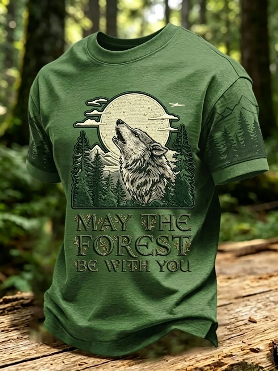 Men's May The Forest Be With You Printed Casual T-Shirt