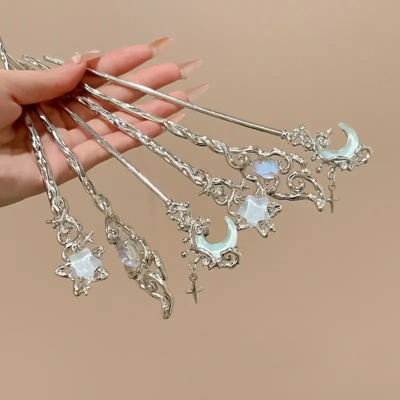 Casual Style 3pcs Moonstone Star Hairpin Set for Women