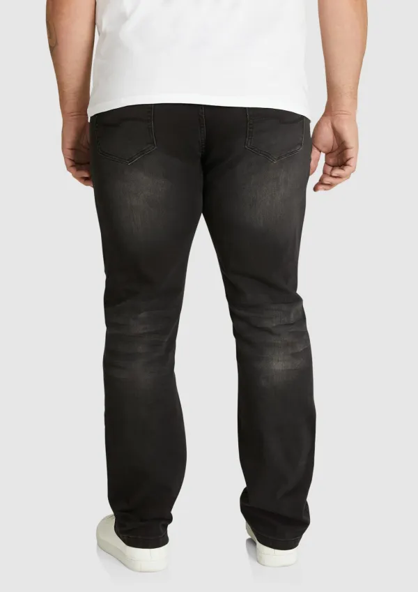 BLACK WASHED JEANS WITH RELAXED FIT FOR DAILY CASUAL