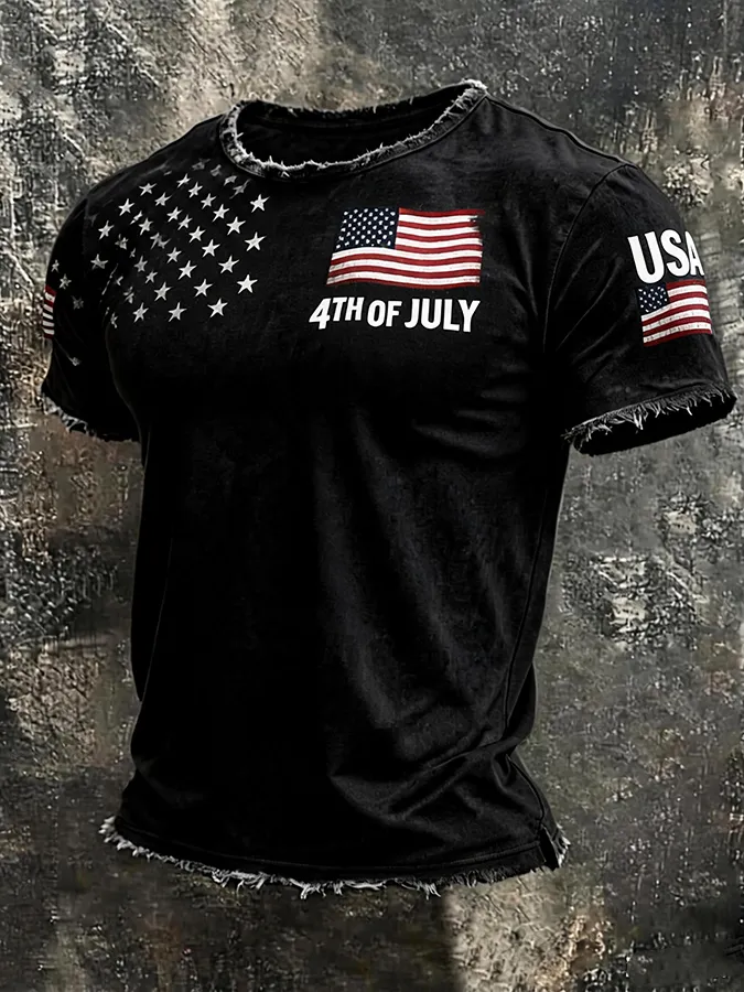 Men'S America Flag Printed Casual T-Shirt