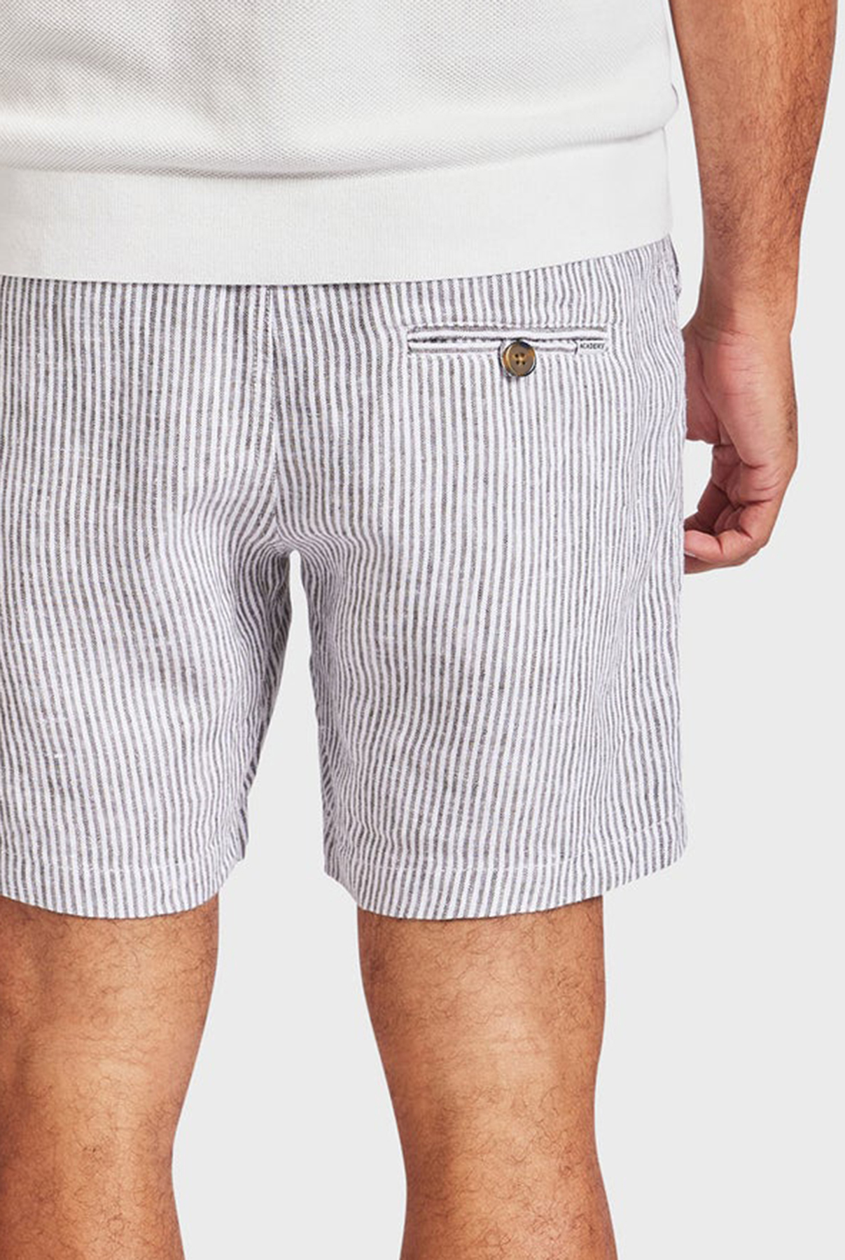 Stripe Riviera Linen Short- Smoke pine