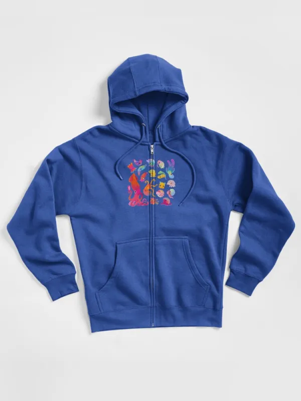 Cephalopod - pastel Zipped Hoodie