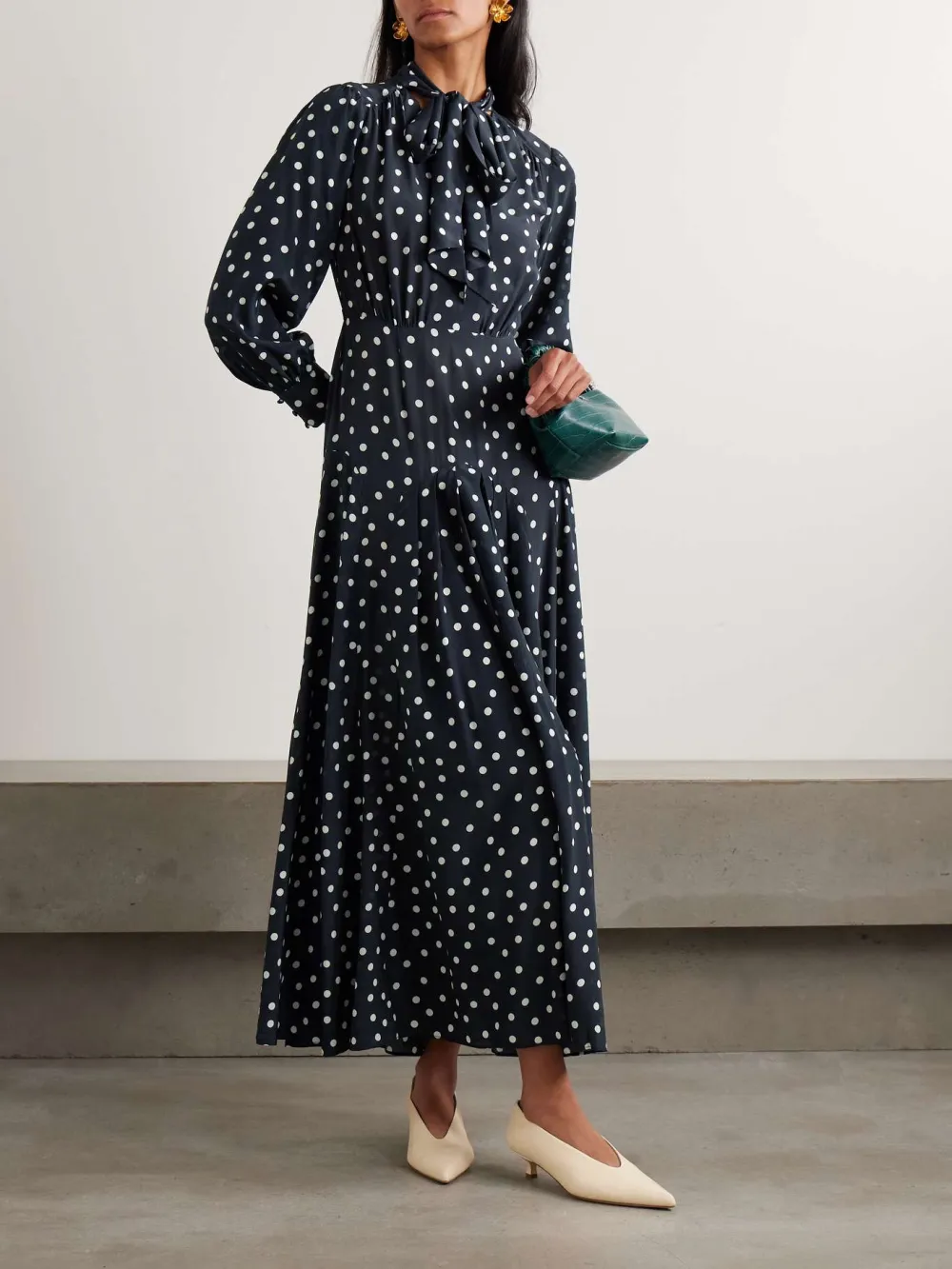 Polka Dot Print Long Sleeve Dress