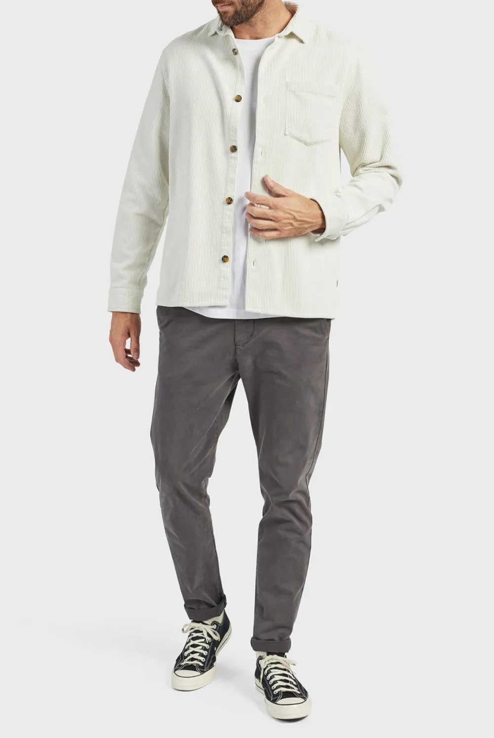 Textured Corduroy Casual Overshirt