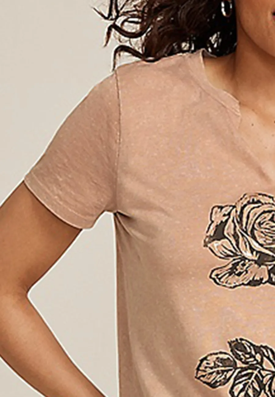 Rose Classic Fit Graphic V-neck Tee