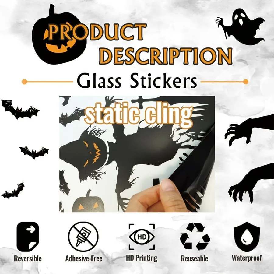 5Pcs Halloween Retro Stained Dlass Spider Web Pattern Window Sticker