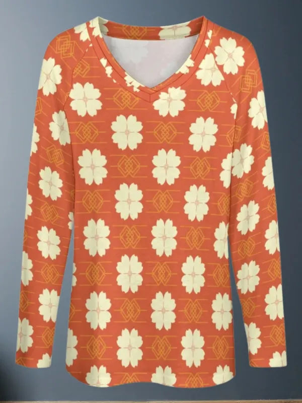 Geometric Floral Casual T-Shirt