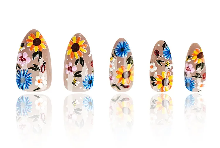 Nailhour Summer Floral 24Pcs Holiday Press On Nails