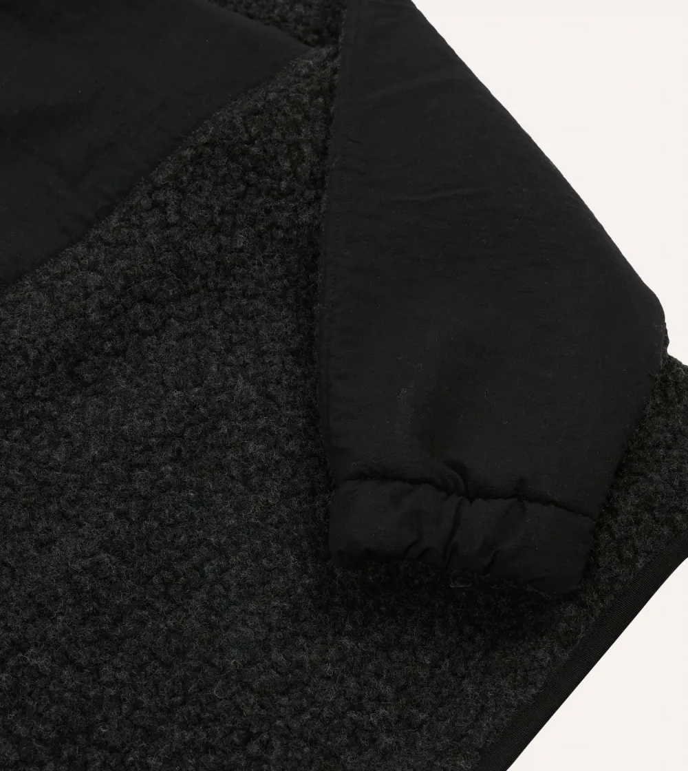 Casual Style Grey Boucle Wool Half-Zip Fleece Jackets
