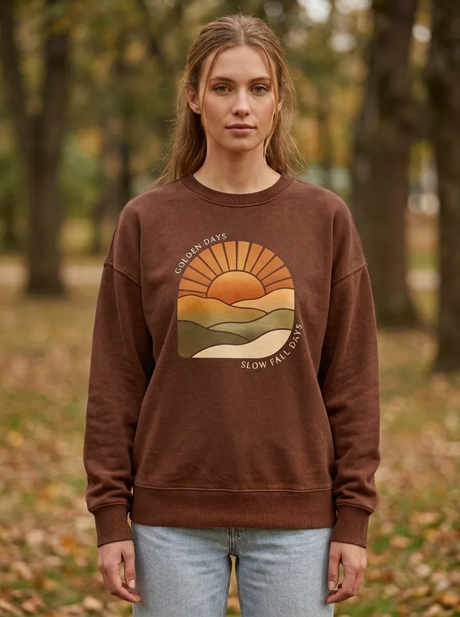 Sunset  Rust Printed Women's Graphic Sweatshirt