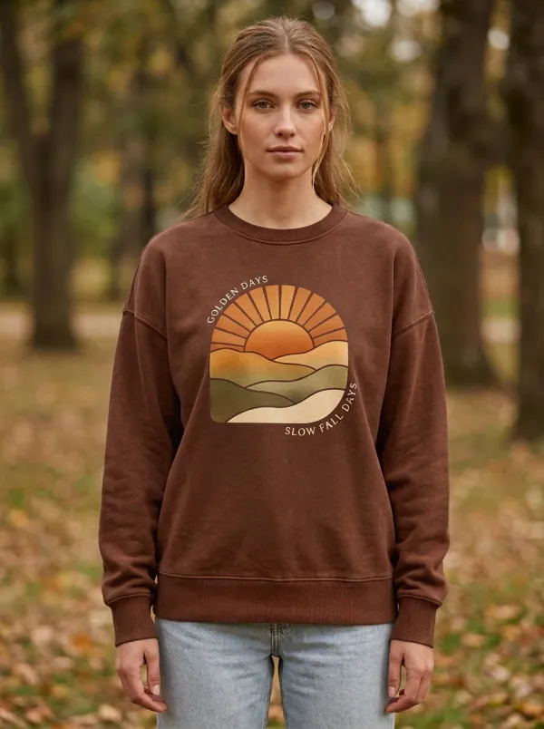 Sunset  Rust Printed Women's Graphic Sweatshirt