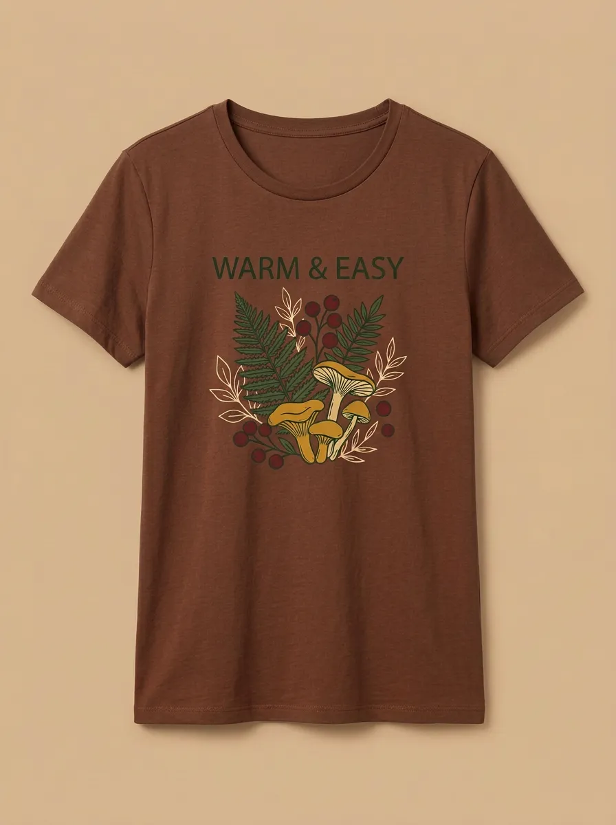Mushroom Fern Printed Women's Graphic T-Shirt