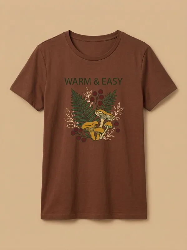 Mushroom Fern Printed Women's Graphic T-Shirt