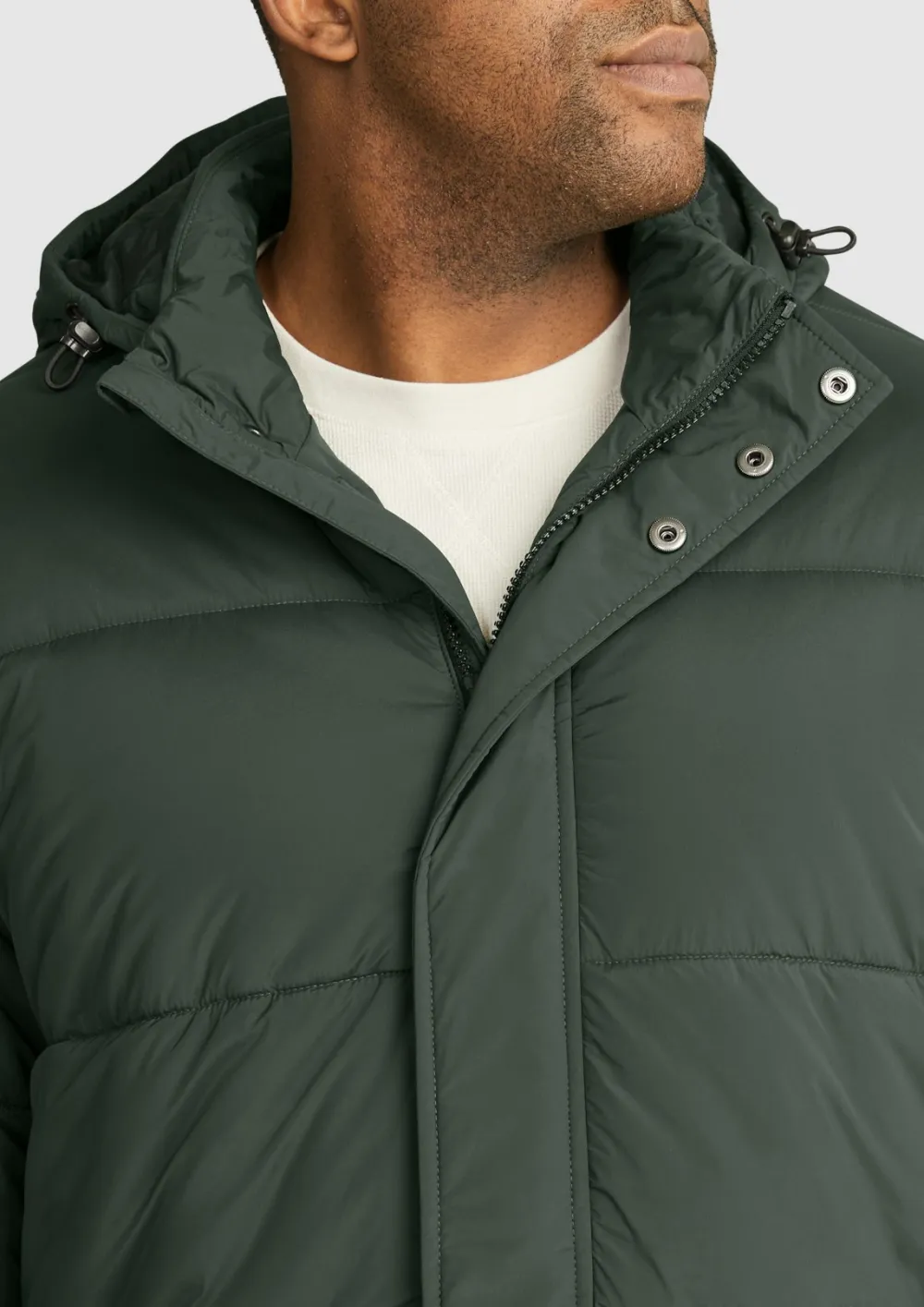 OLIVE GREEN PUFFER JACKET WITH QUILTED DESIGN FOR COLD DAYS
