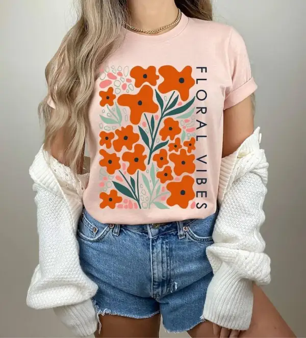 Bright Floral Vibes Print T-shirt