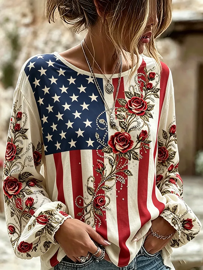 Women'S Floral Art Print  Top