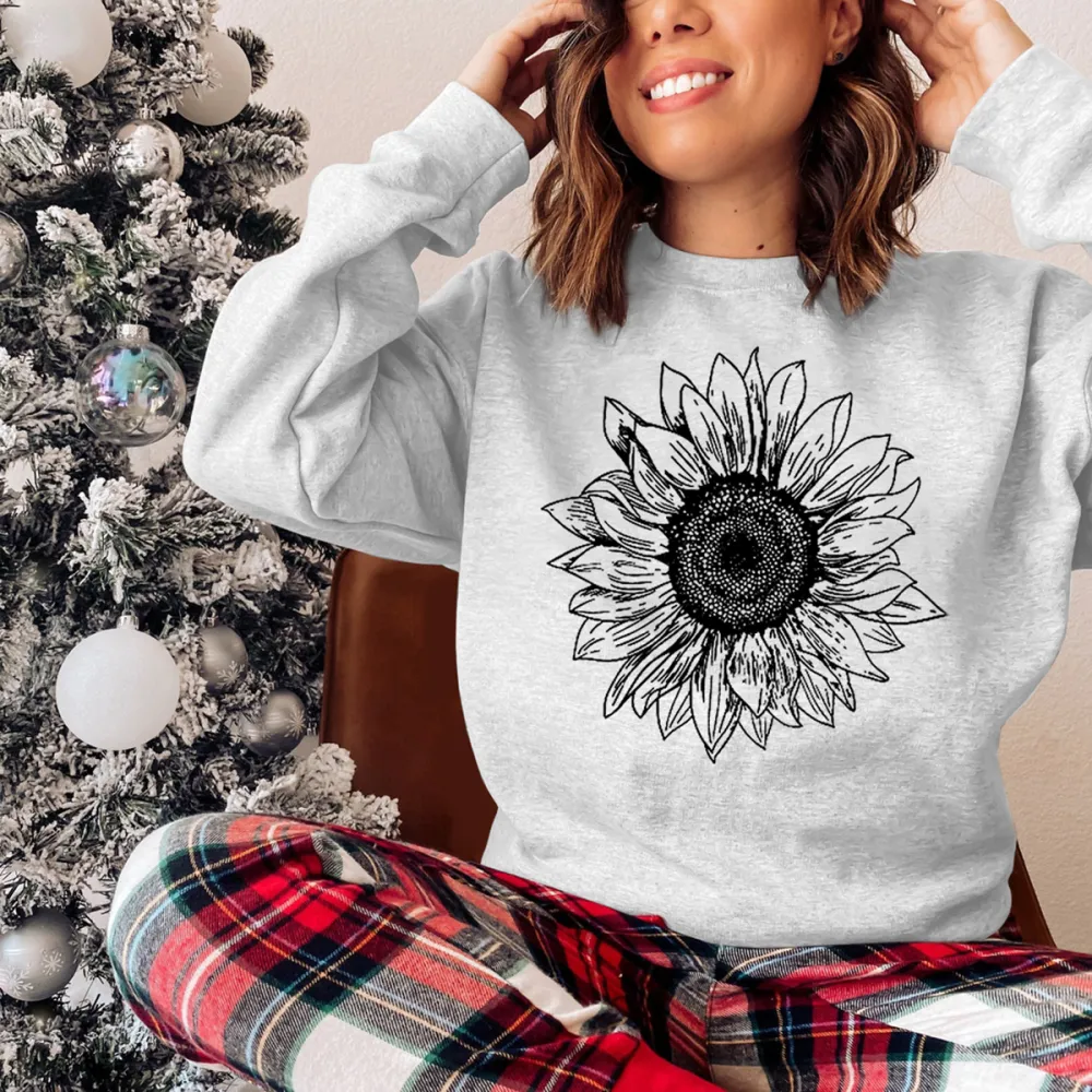 Sunflower Patterned Casual Sweatshirts