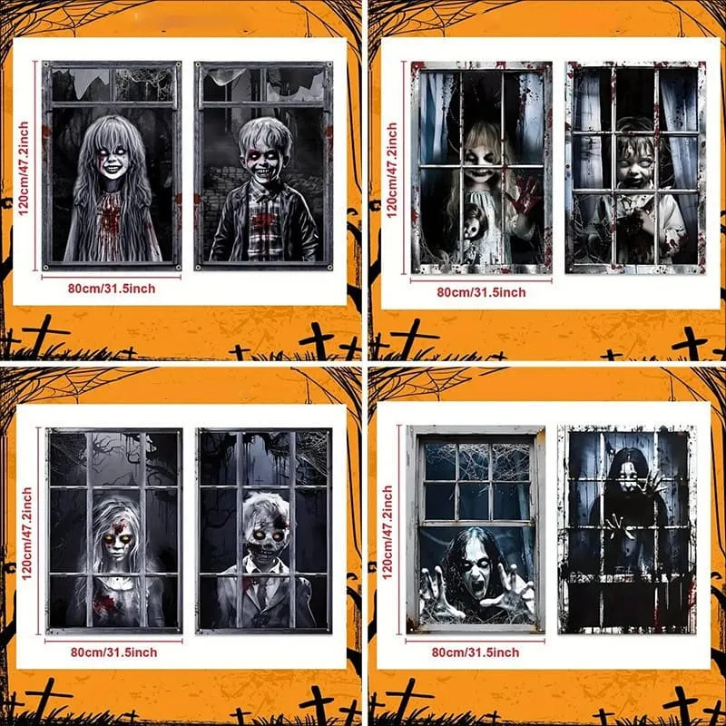 Halloween Horror-themed Window Decorations