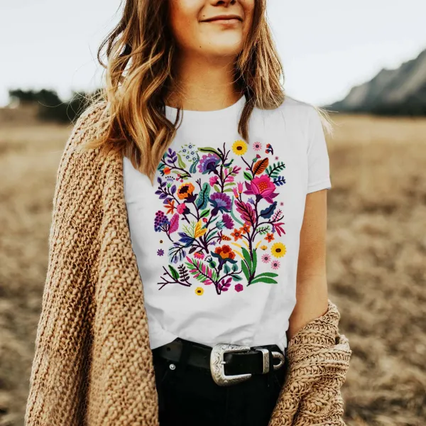 Colorful Wildflower Patterned T-Shirts