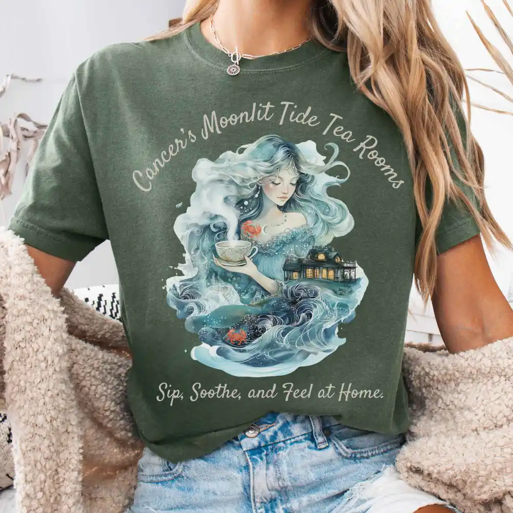 Cancer's Moonlit Tide Tea Rooms Zodiac Shirt