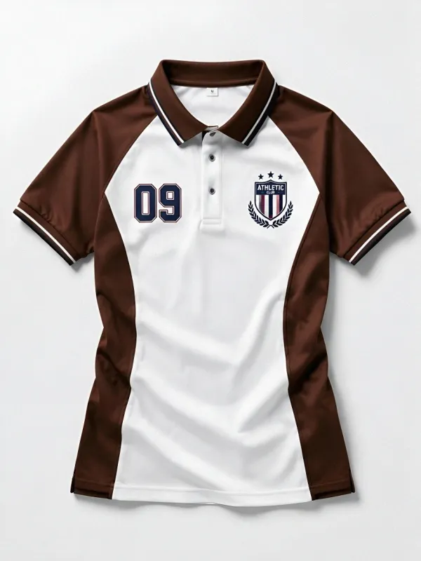 Men's Athletic Club 09 Number Crest Printed Polo Shirt