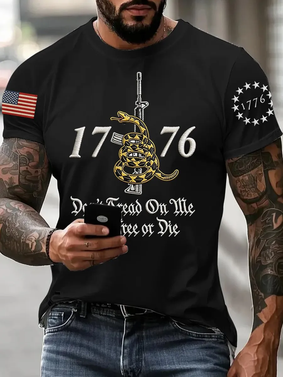 Men's Don't Tread on Me Printed Short-Sleeve T-Shirt