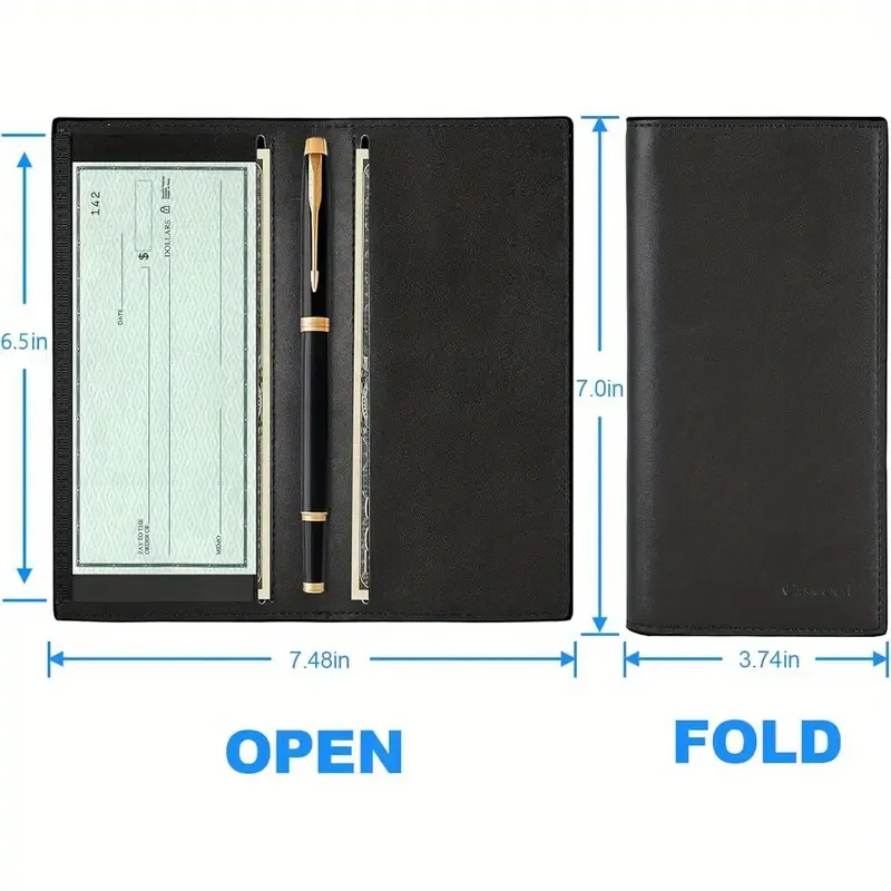 Women Checkbook Holder Black Wallet