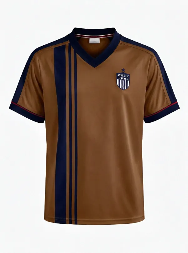 Men's Athletic Sports Fan Vertical Stripe Printed Soccer Jersey
