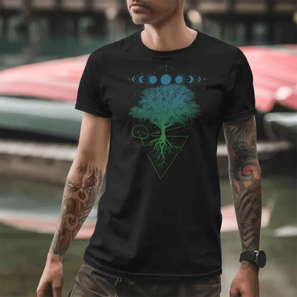 Tree Moon Phases -  -  100% Cotton T-Shirt